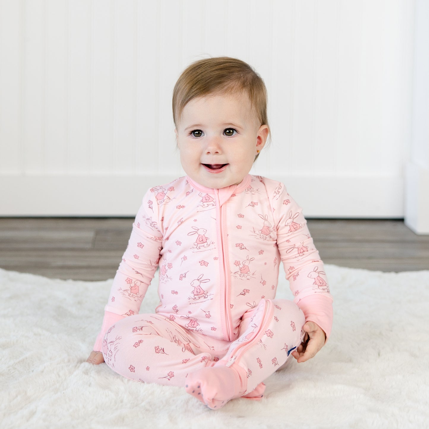Convertible Footed Romper in Bunny Blossoms