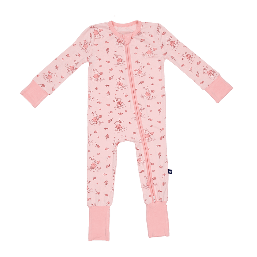 Convertible Footed Romper in Bunny Blossoms