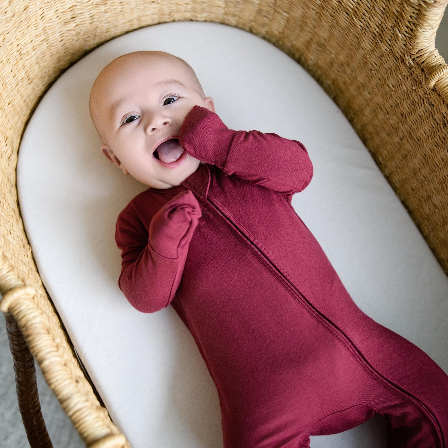 Convertible Footed Romper in Crimson Canter