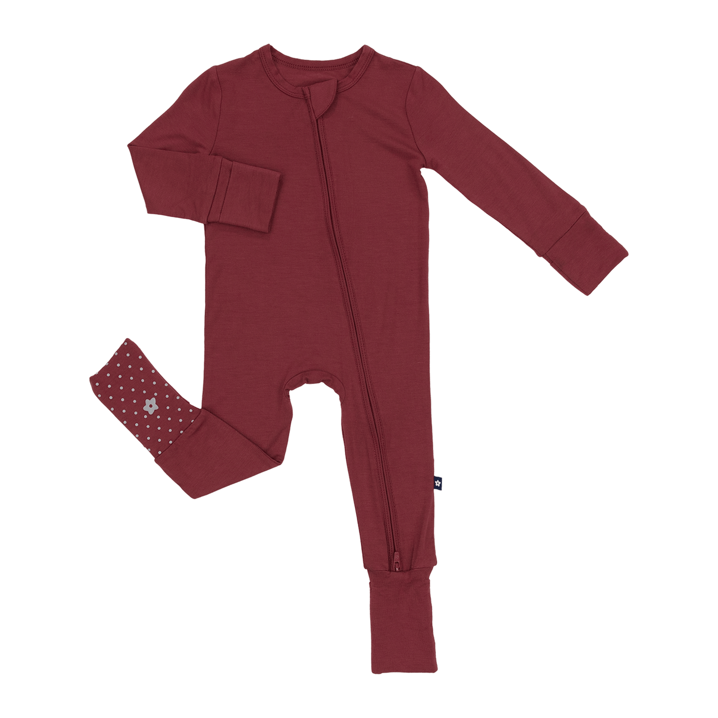 Convertible Footed Romper in Crimson Canter