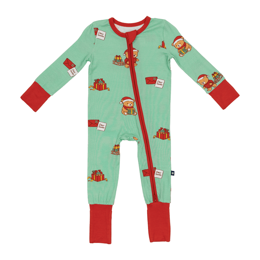 Convertible Footed Romper in Dear Santa