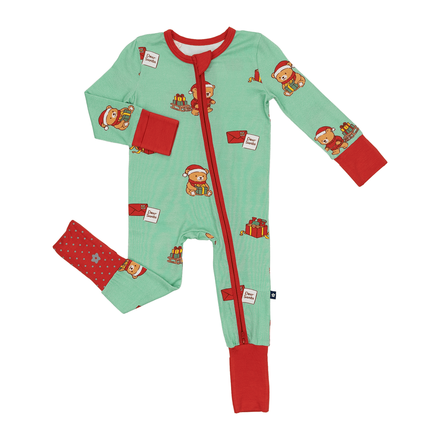 Convertible Footed Romper in Dear Santa