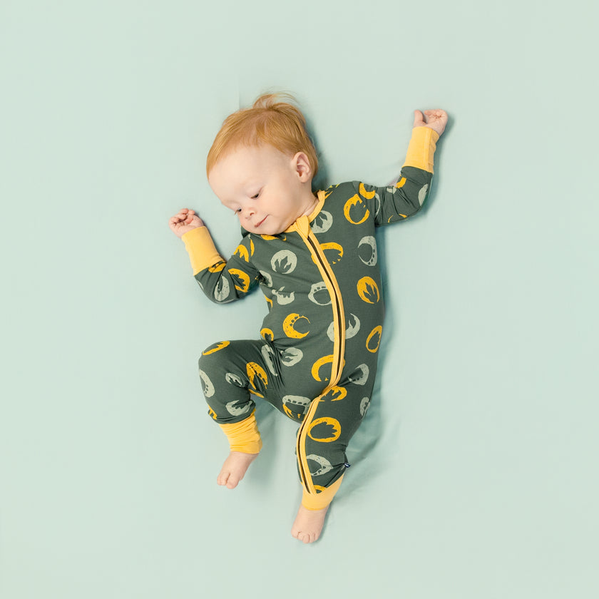 Convertible Footed Romper in Dino Dots