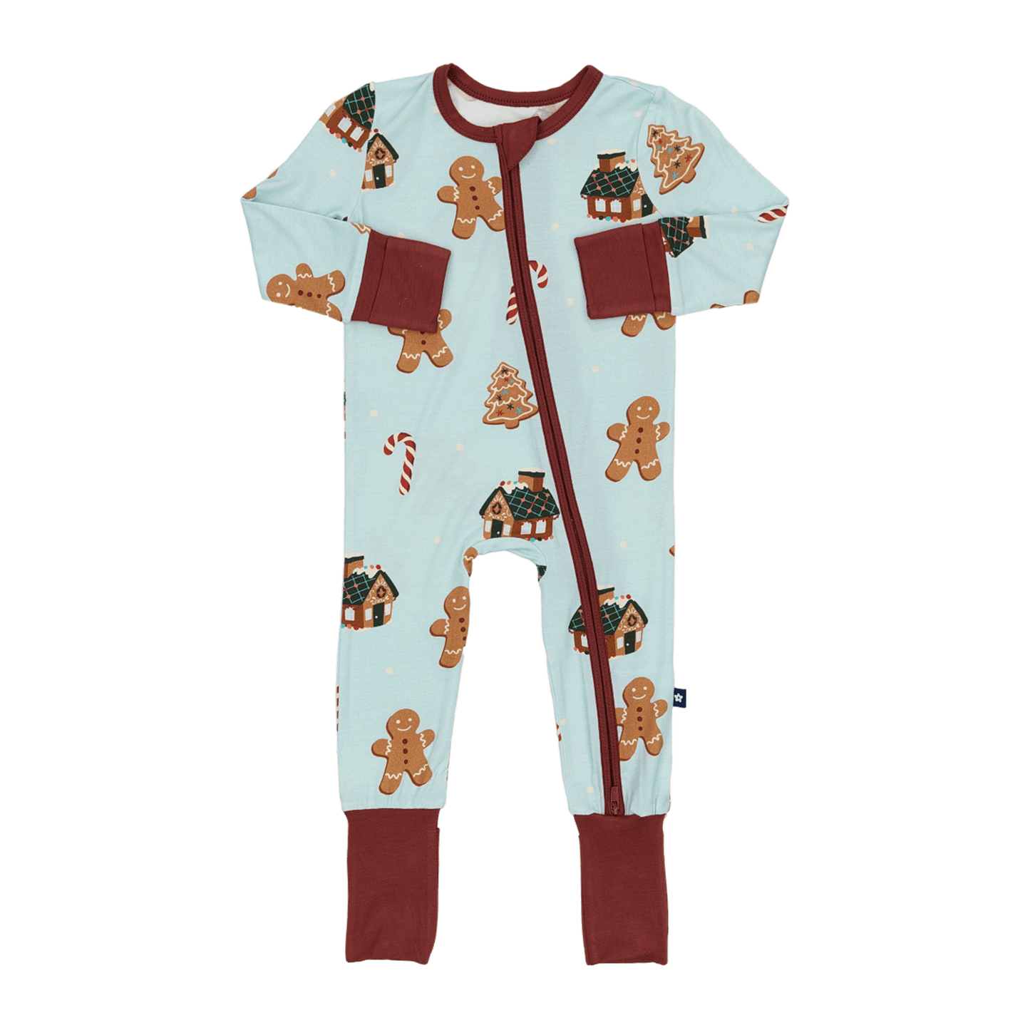 Convertible Footed Romper in Gingerbread Lane