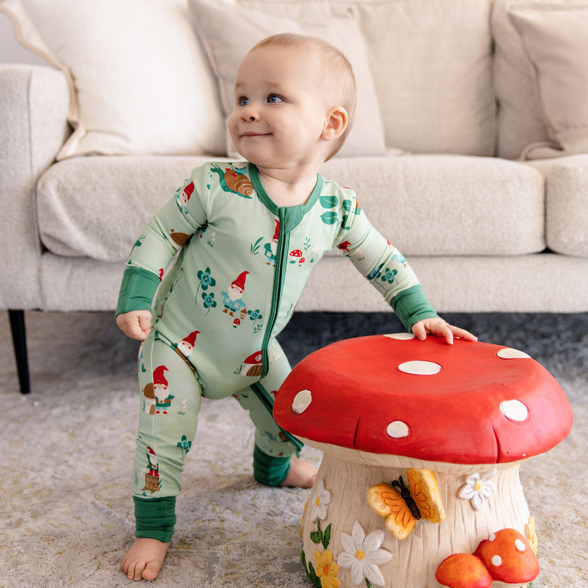 Convertible Footed Romper in Gnomes