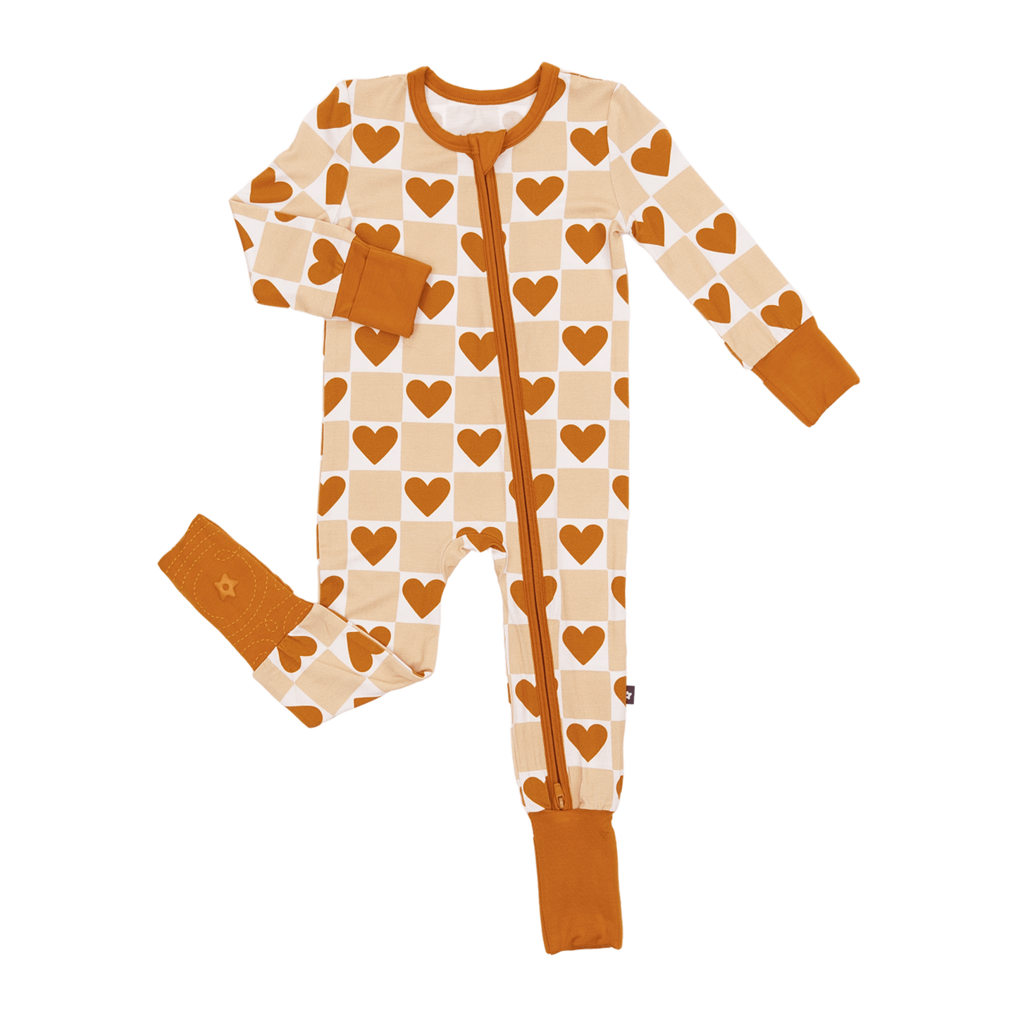 Convertible Footed Romper in Heart of Gold