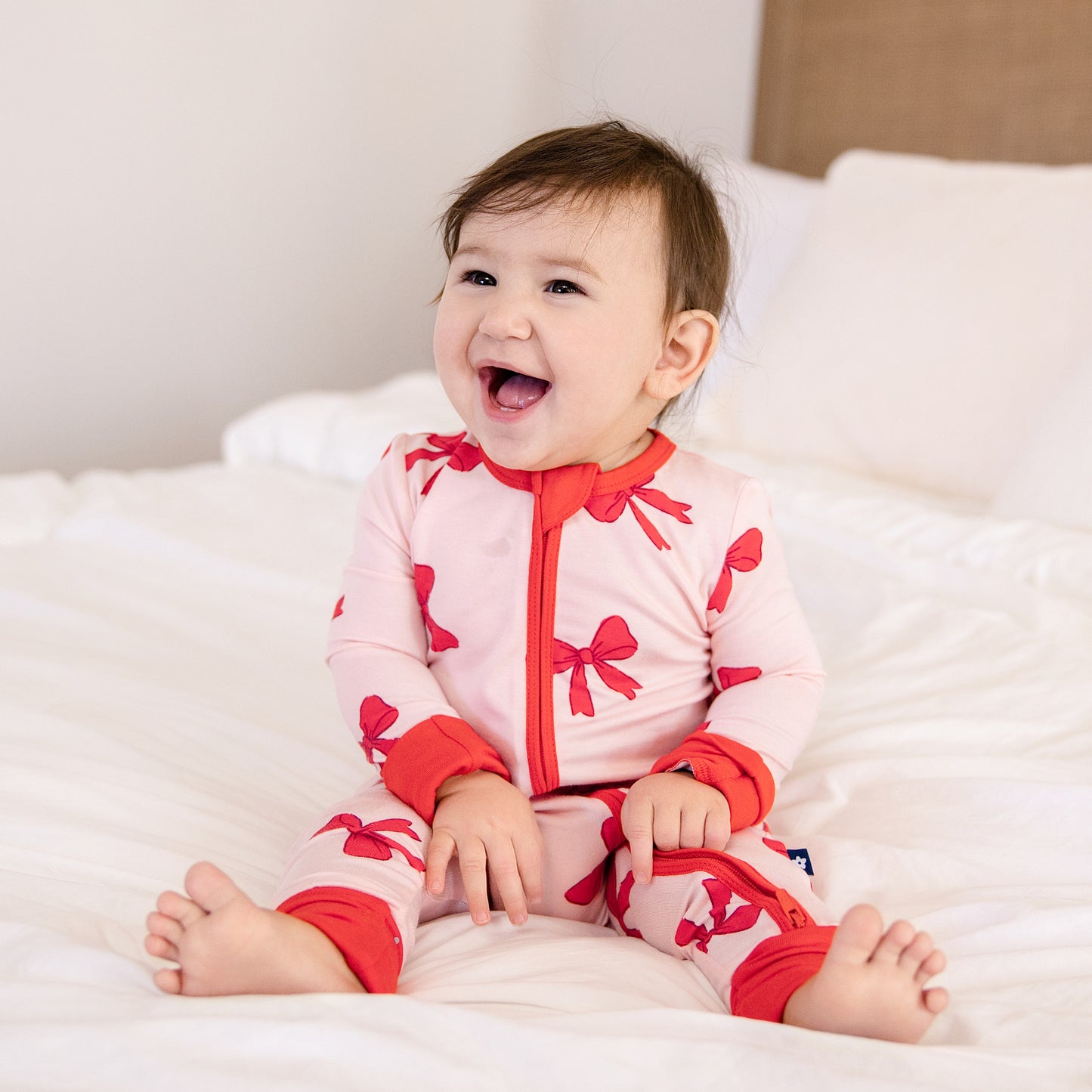 Convertible Footed Romper in Holiday Bows