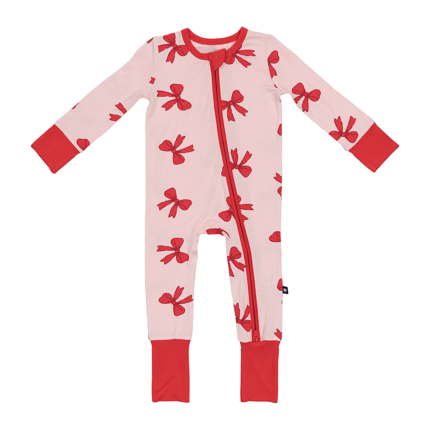 Convertible Footed Romper in Holiday Bows