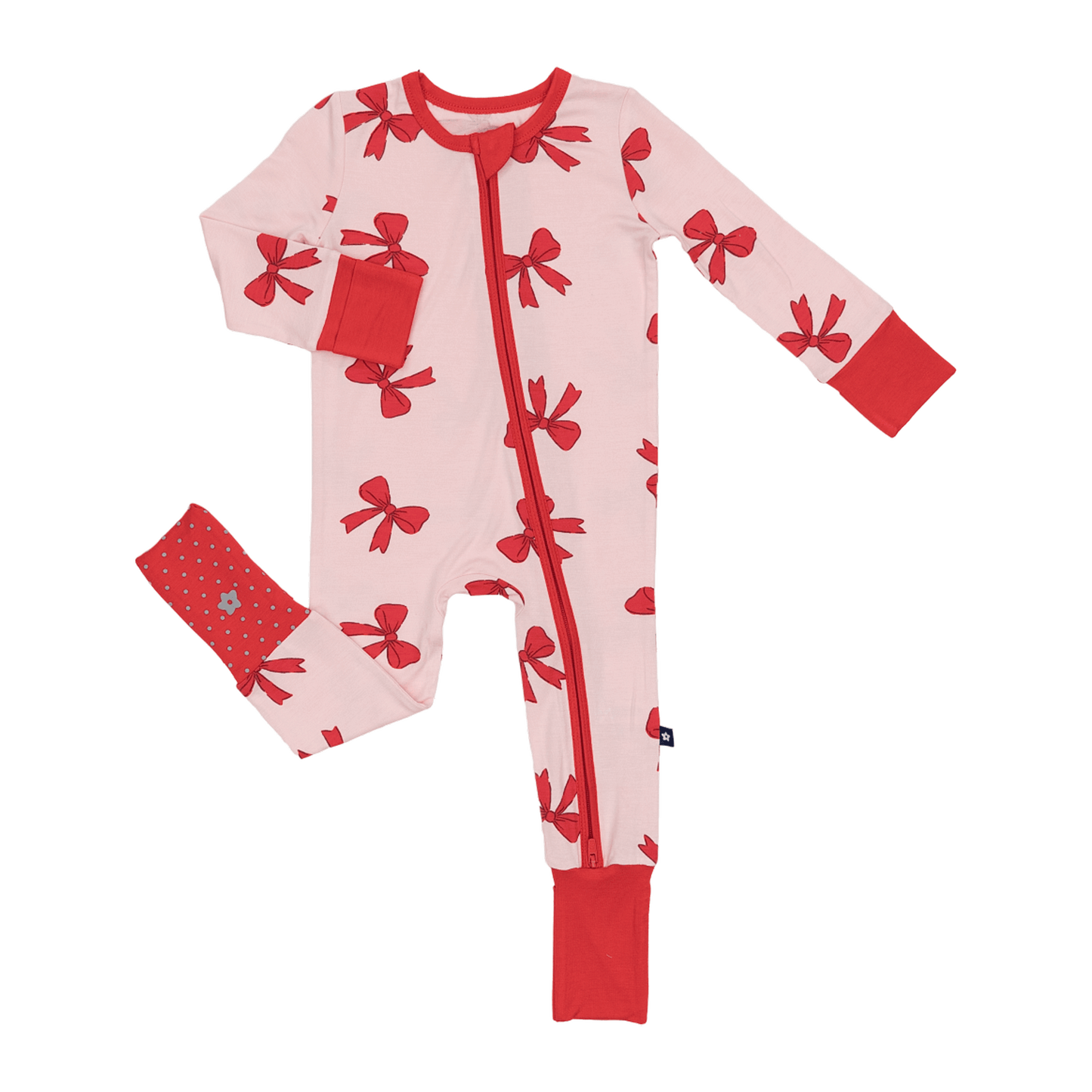 Convertible Footed Romper in Holiday Bows
