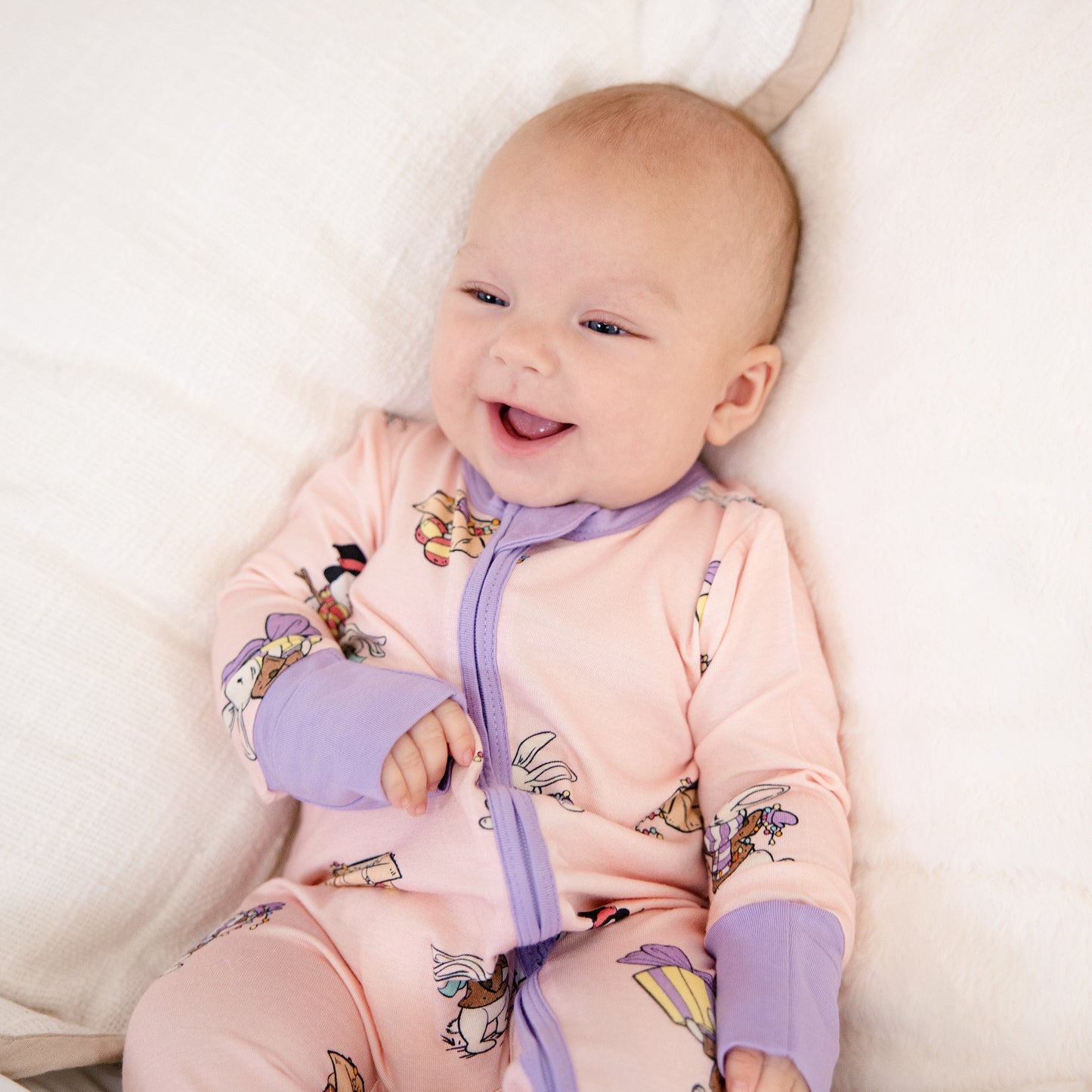Convertible Footed Romper in Hoppy Holidays