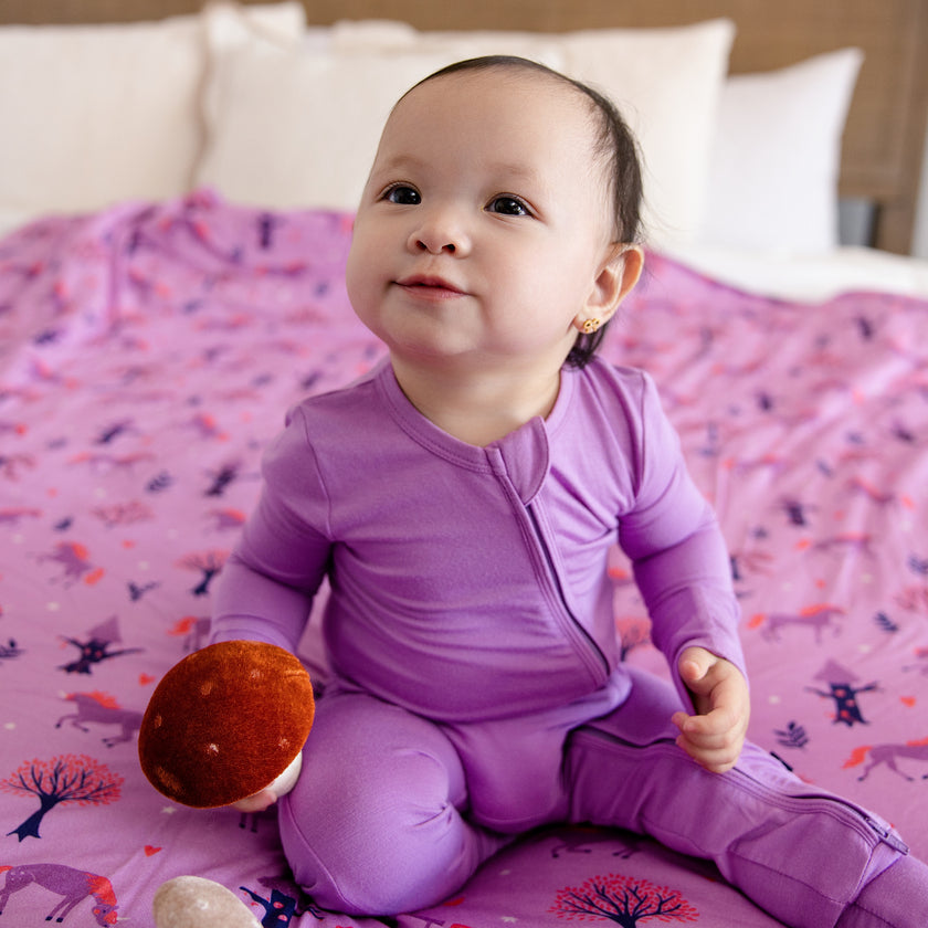 Convertible Footed Romper in Lilac Dust