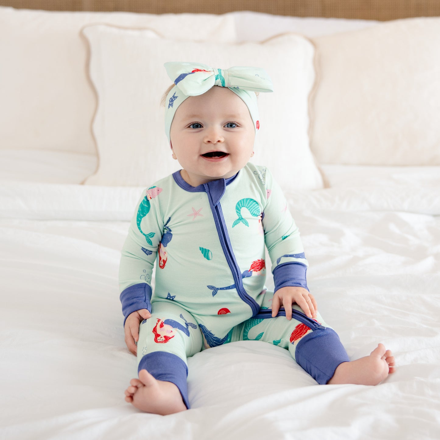 Convertible Footed Romper in Mermaids