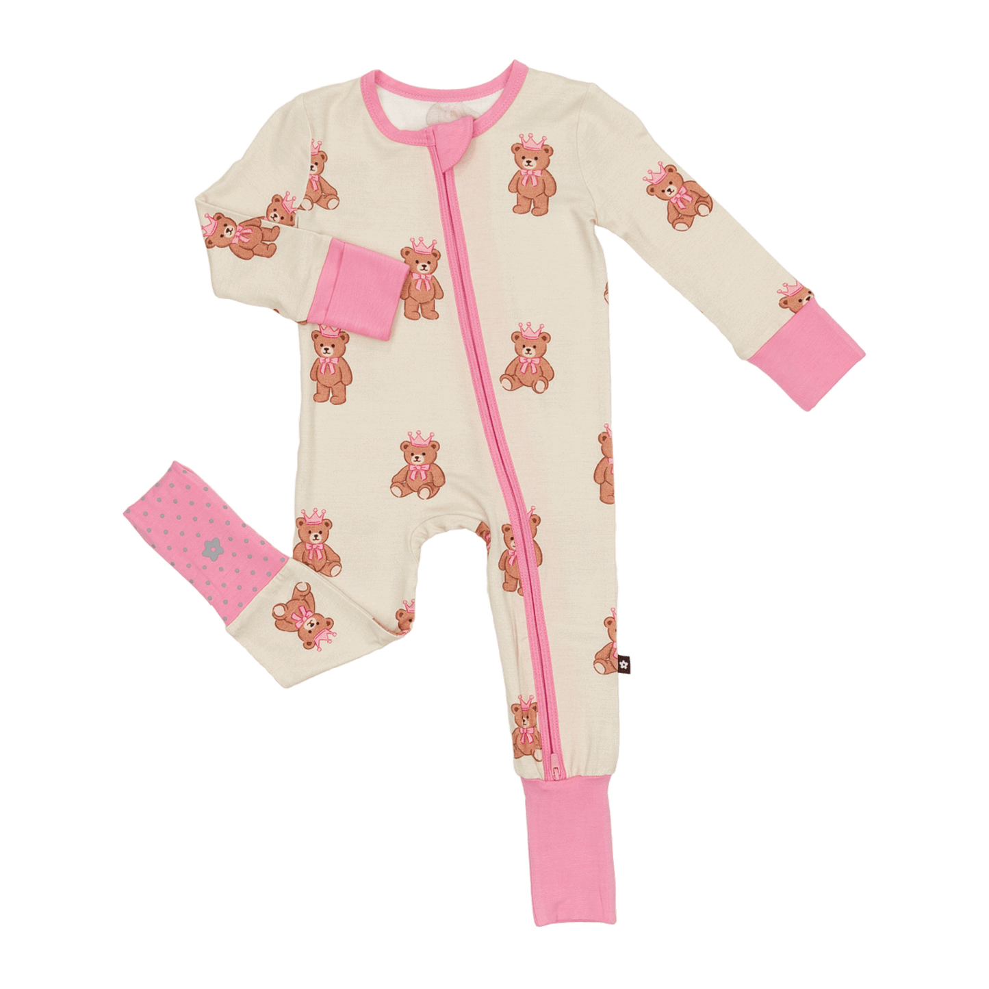 Convertible Footed Romper in Princess Bear