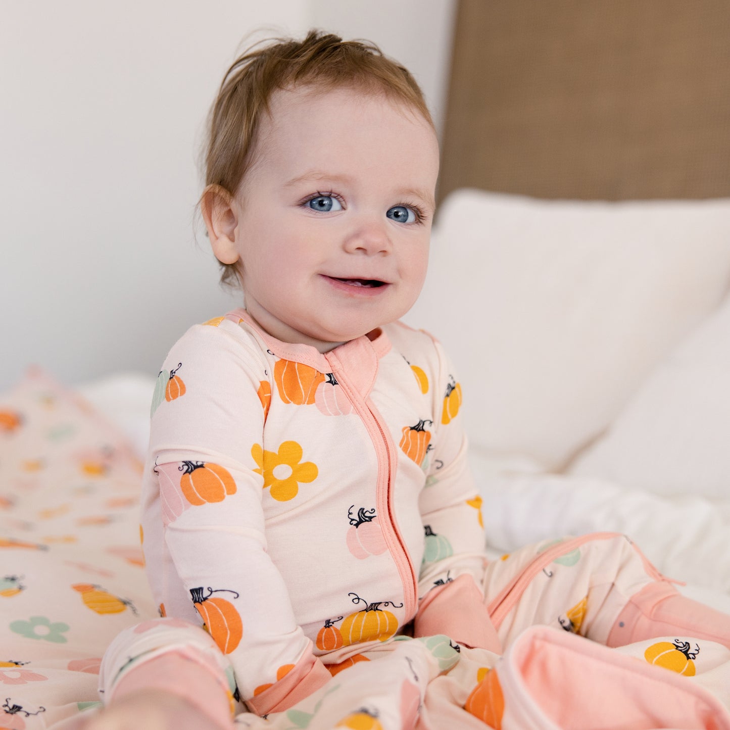 Convertible Footed Romper in Pumpkin Patch