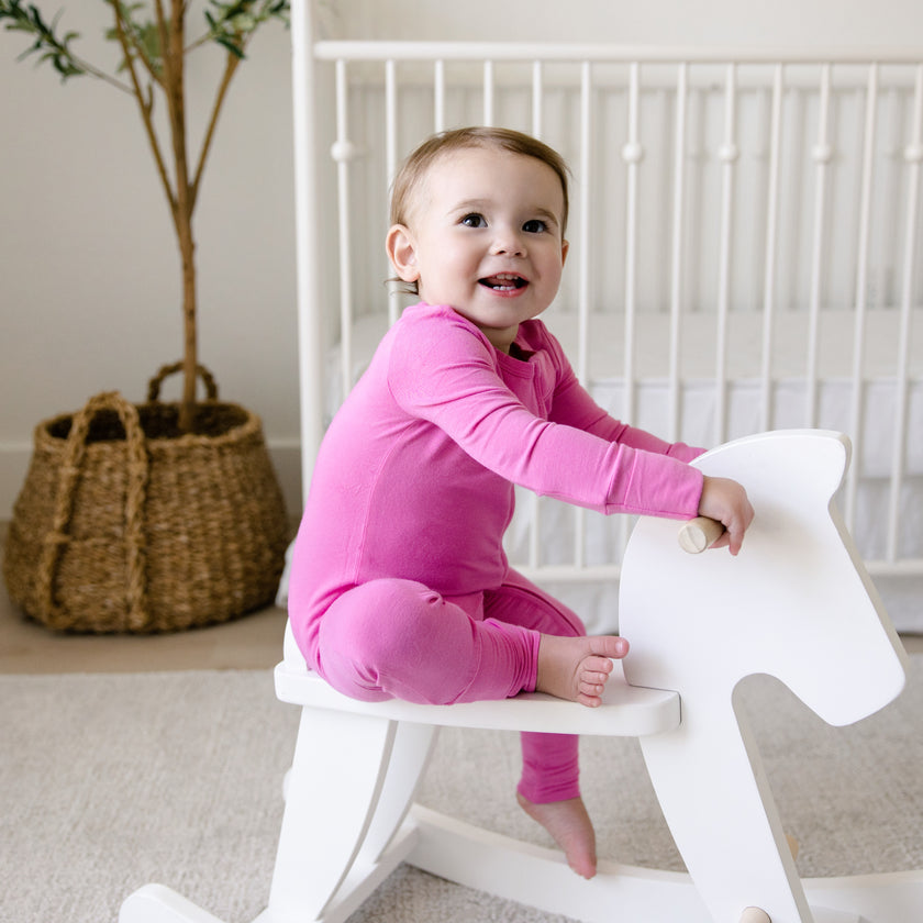 Convertible Footed Romper in Purrfectly Pink