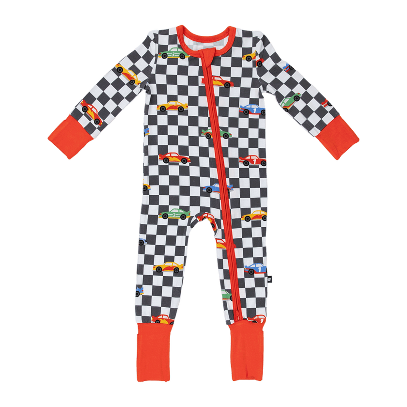 Convertible Footed Romper in Race Day