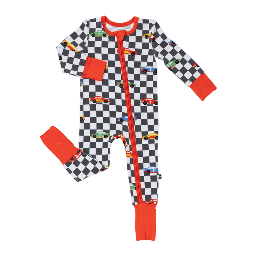 Convertible Footed Romper in Race Day