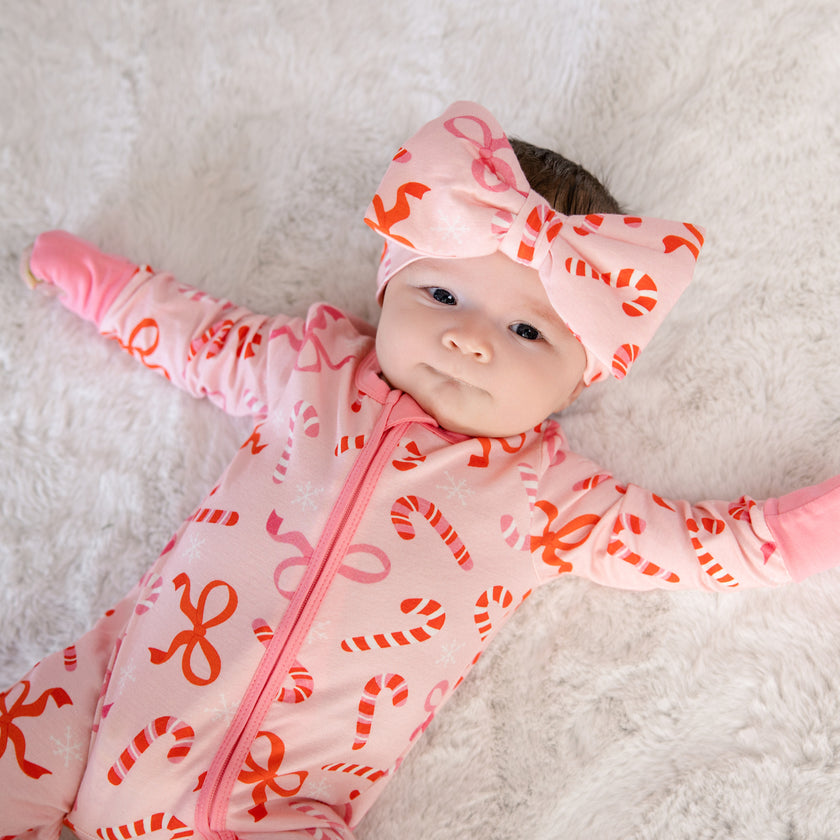 Convertible Footed Romper in Ribbon and Cheer