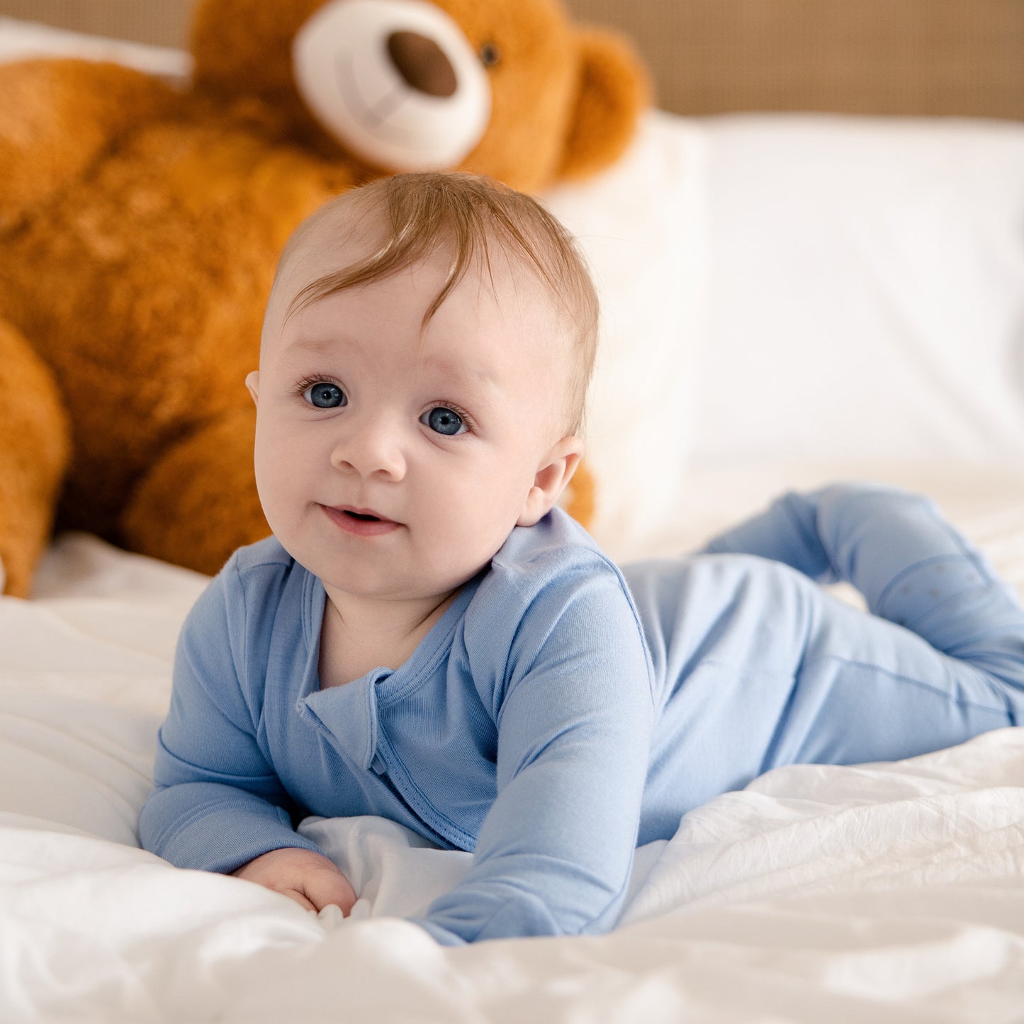 Convertible Footed Romper in Ribbon Sky