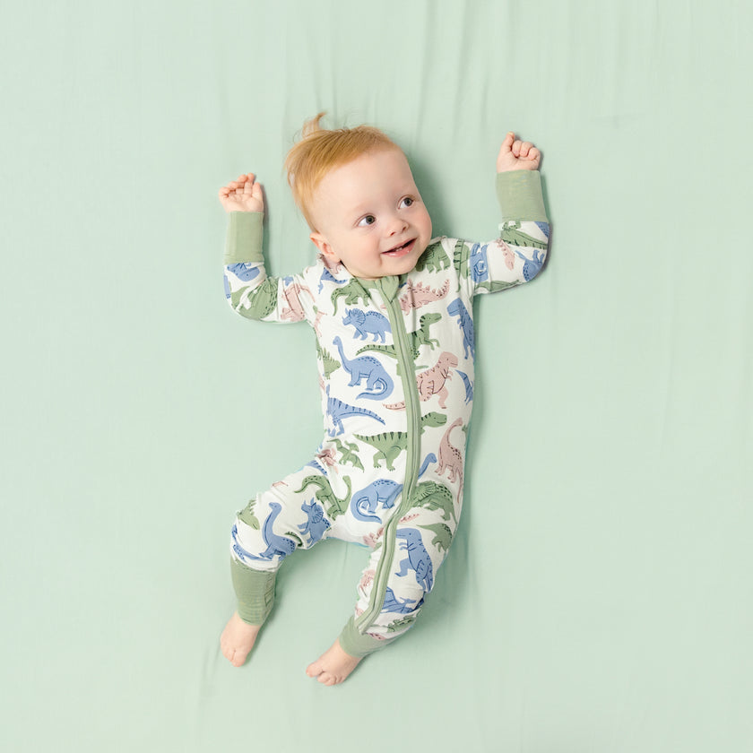 Convertible Footed Romper in Prehistoric Pals
