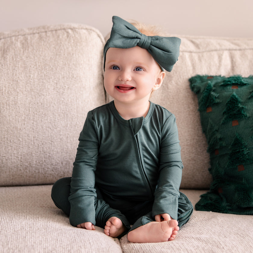 Convertible Footed Romper in Saddle Pine