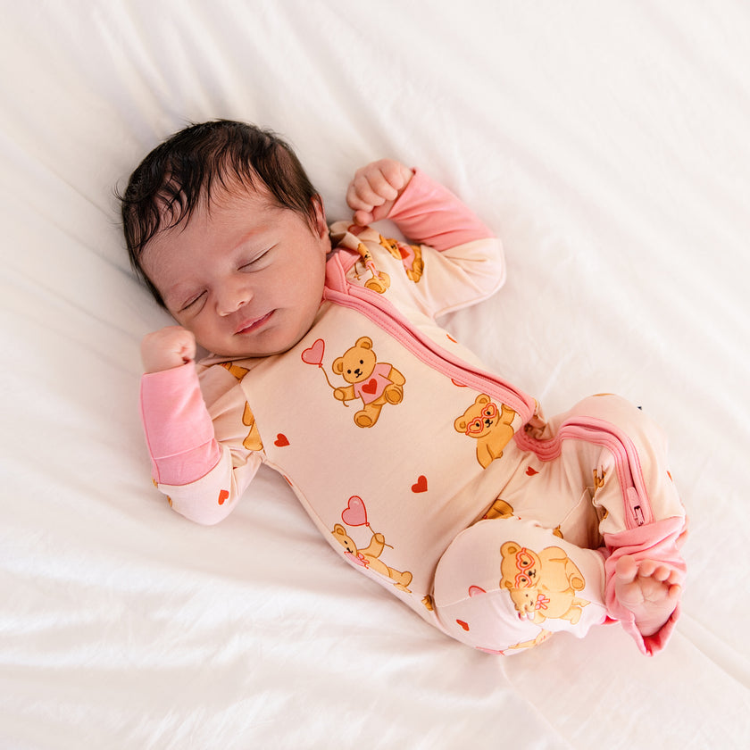 Convertible Footed Romper in Strawbeary