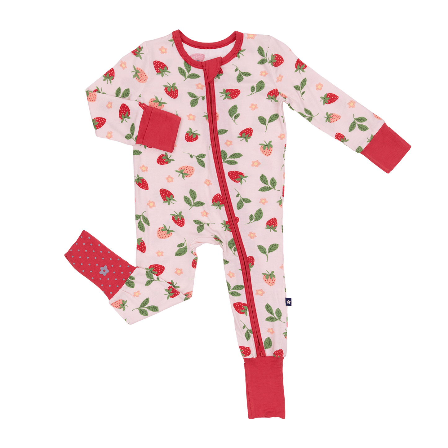 Convertible Footed Romper in Strawberry Fields