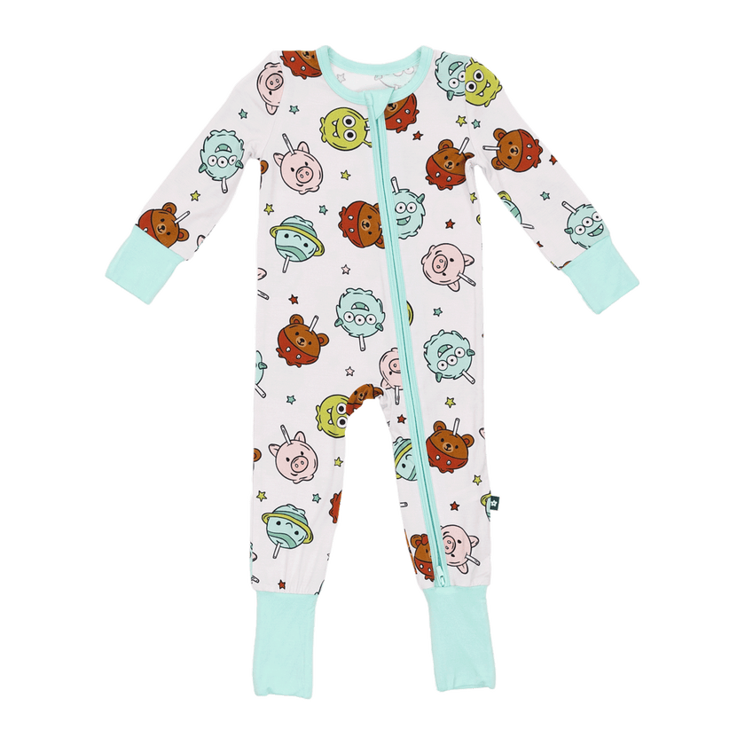 Convertible Footed Romper in Sweet Squad