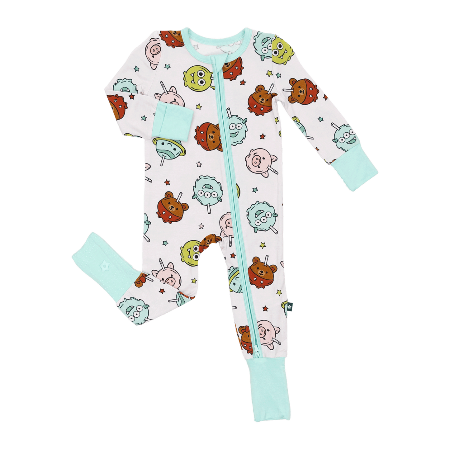 Convertible Footed Romper in Sweet Squad