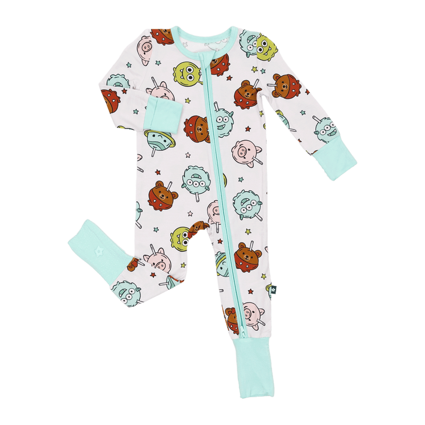 Convertible Footed Romper in Sweet Squad