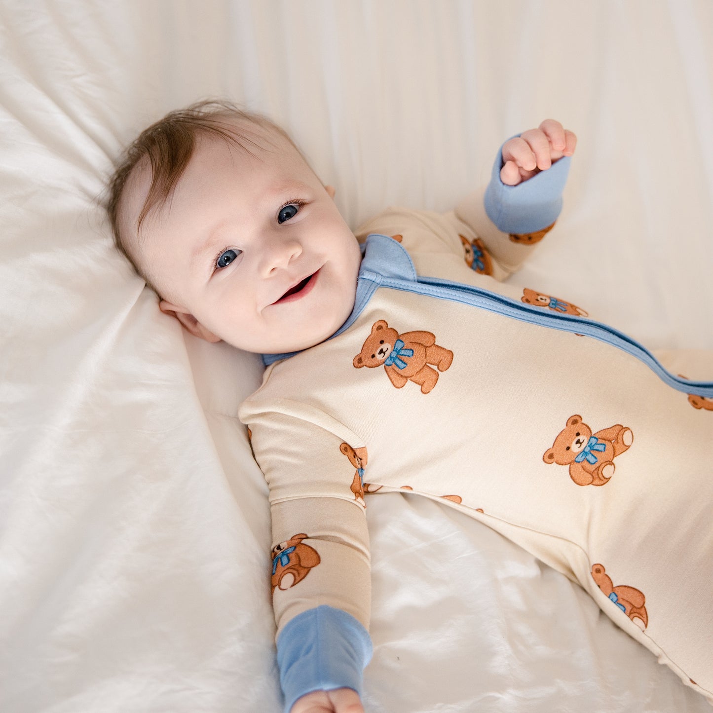 Convertible Footed Romper in Teddy Bear