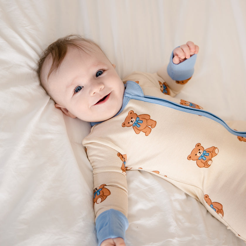 Convertible Footed Romper in Teddy Bear