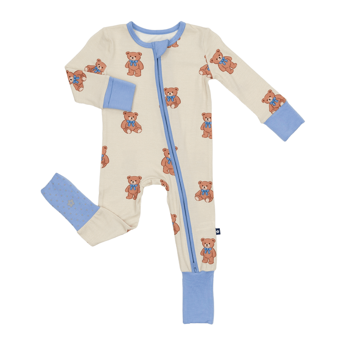 Convertible Footed Romper in Teddy Bear