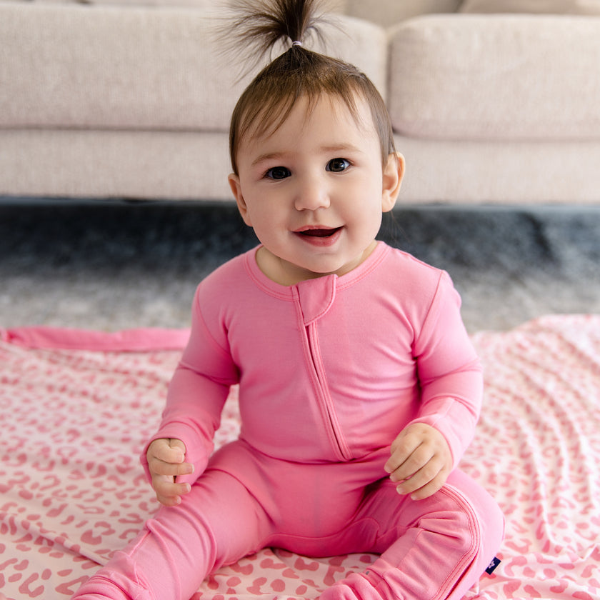 Convertible Footed Romper in Wild Rose