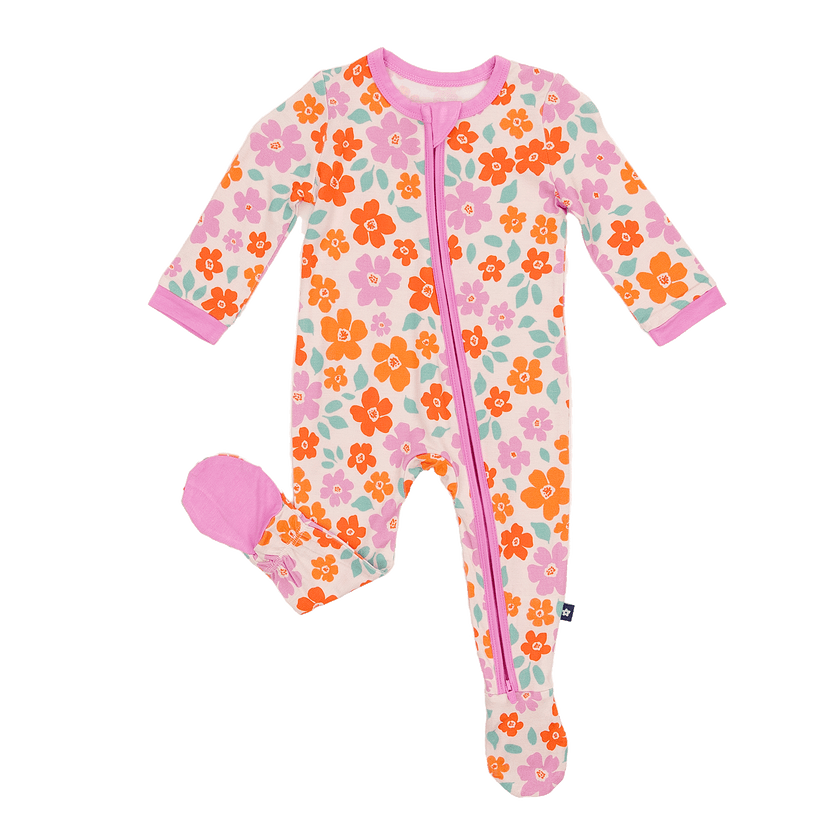Zip Footie in Sweet Blossom