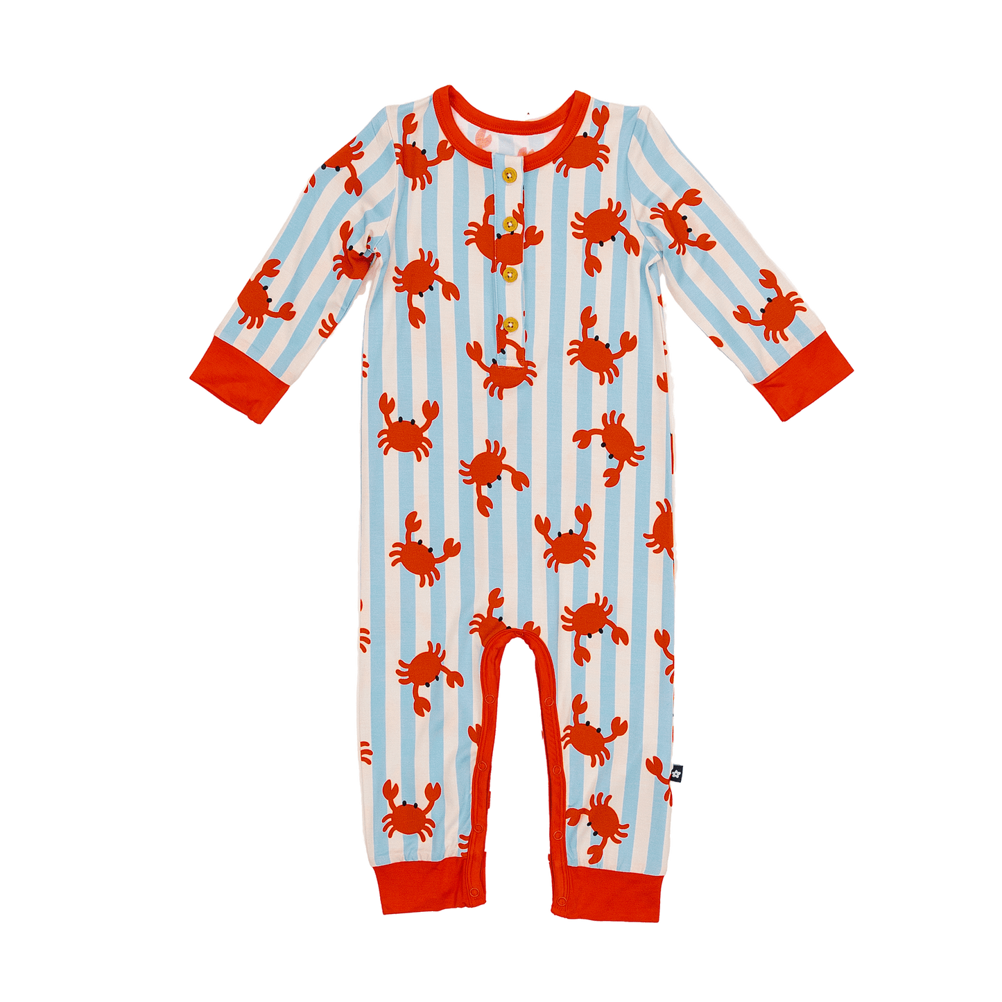 Long Sleeve Henley Romper in Beach Buddies