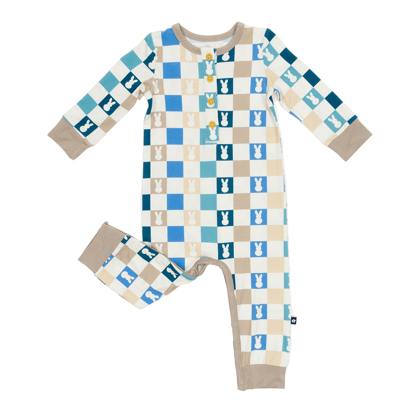 Long Sleeve Henley Romper in Hopscotch