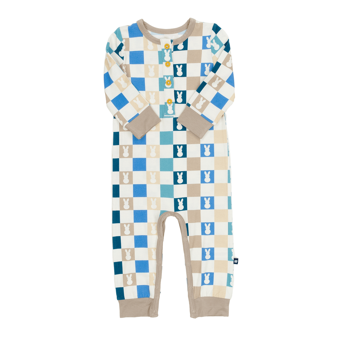 Long Sleeve Henley Romper in Hopscotch