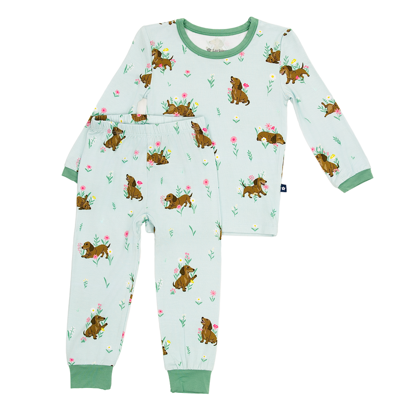 Long Sleeve Pajamas in Dachshund Garden