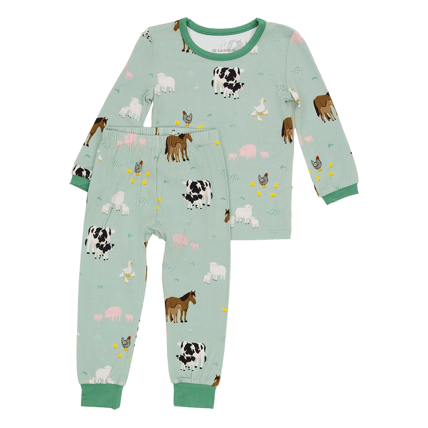 Long Sleeve Pajamas in Farm Animals