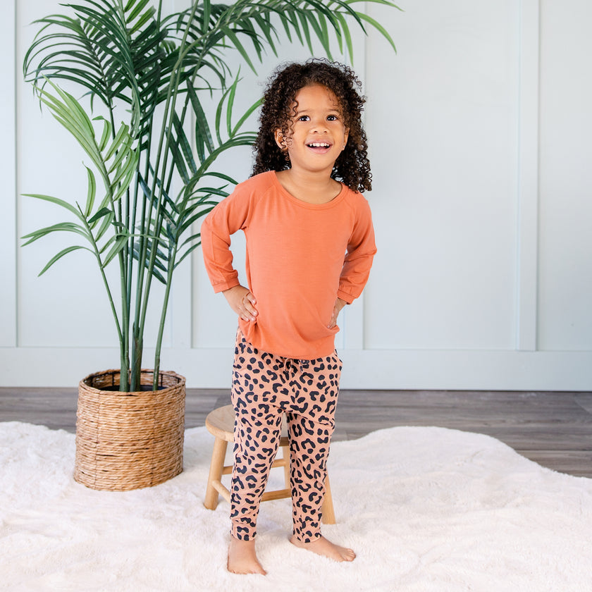Long Sleeve Jogger Set in Leopard
