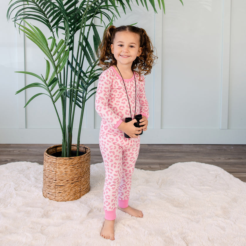 Long PJ Set in Pink Leopard
