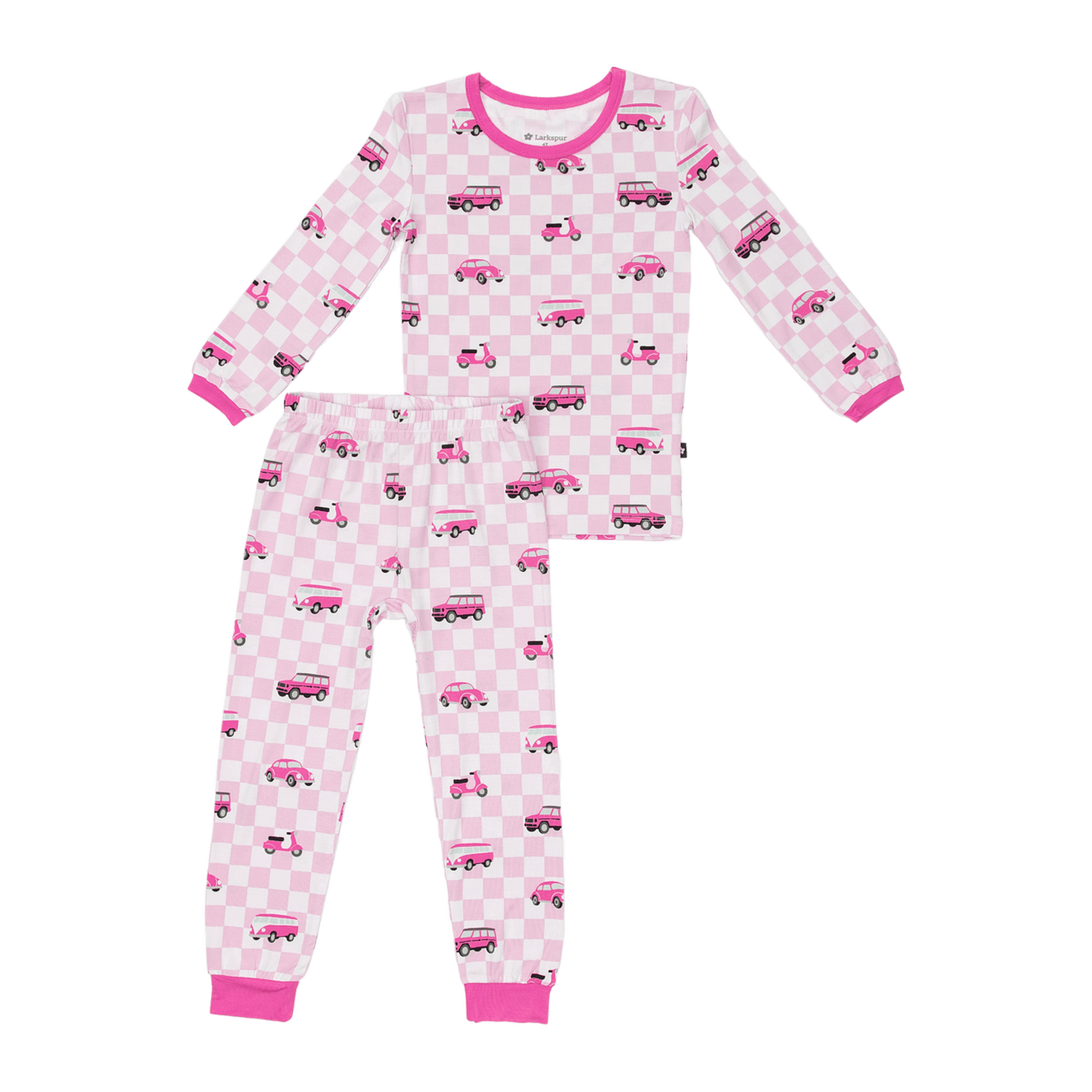 Long PJ Set in Pink Wheels