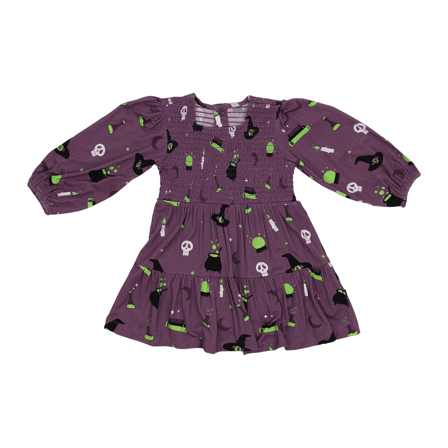 Long Sleeve Smocked Dress in Hocus Pocus