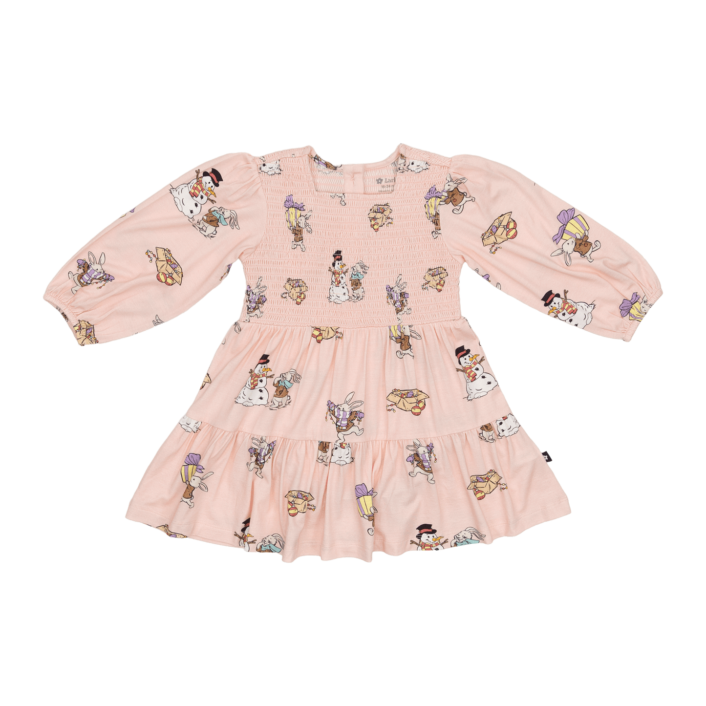 Long Sleeve Smocked Dress in Hoppy Holidays