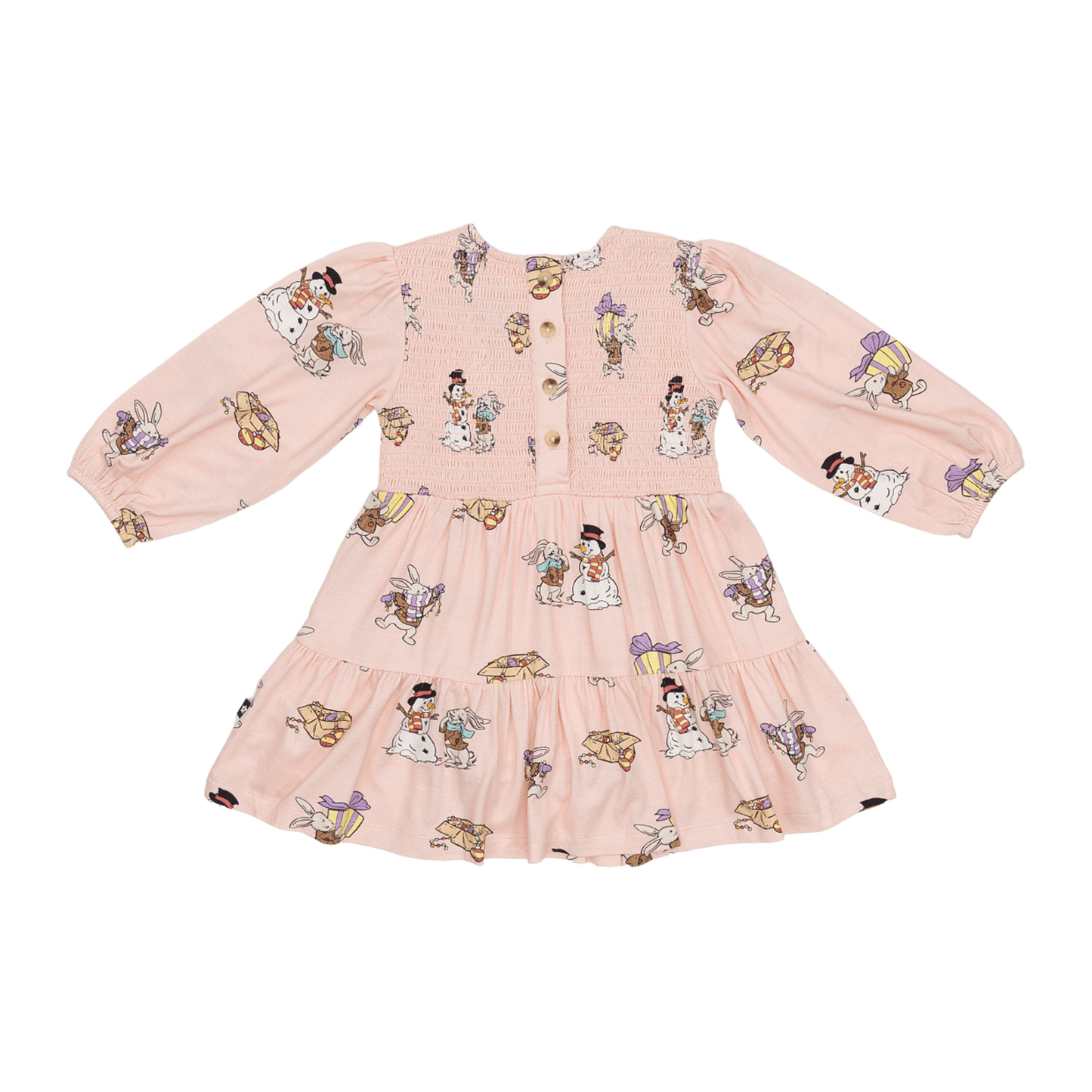 Long Sleeve Smocked Dress in Hoppy Holidays