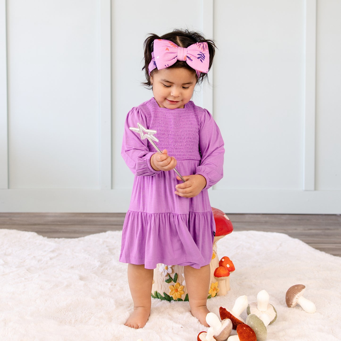 Long Sleeve Smocked Dress in Lilac Dust