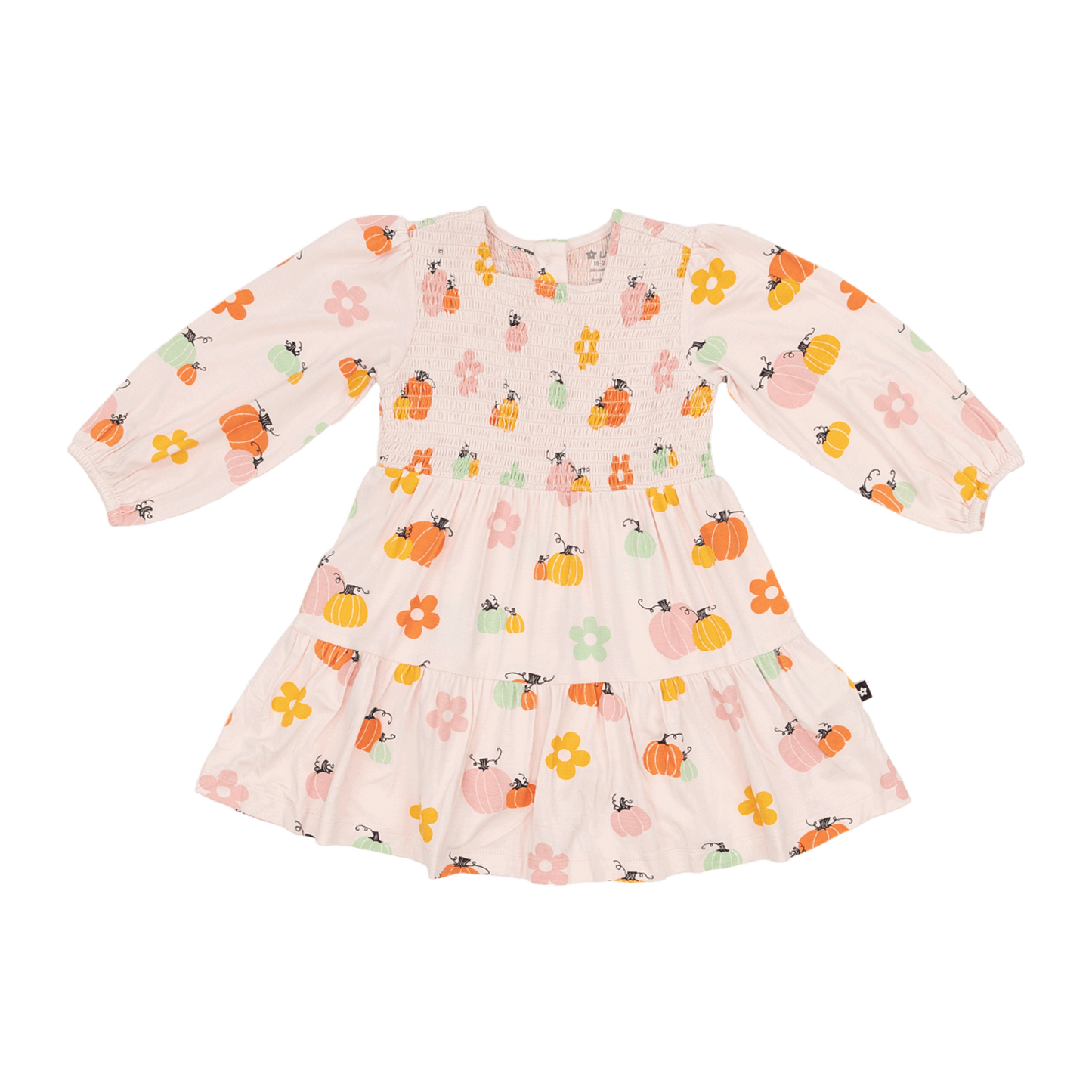Long Sleeve Smocked Dress in Pumpkin Patch
