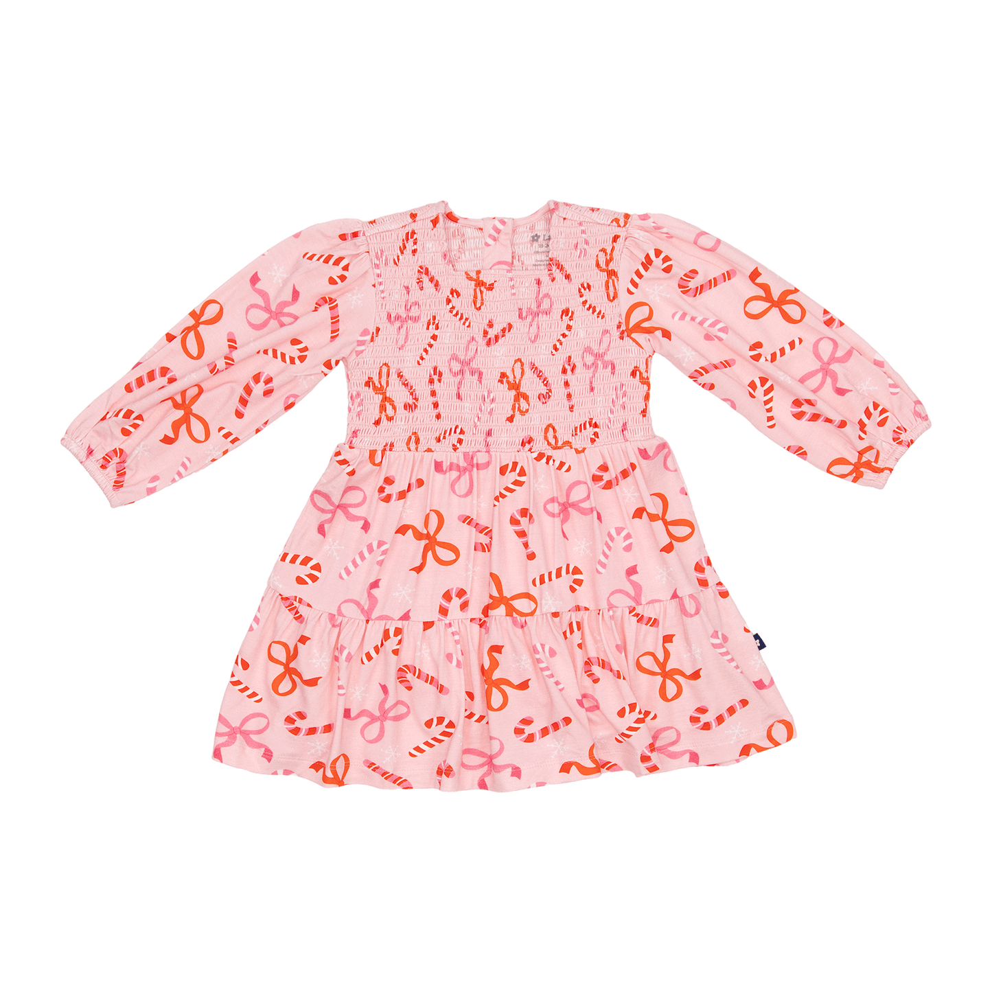 Long Sleeve Smocked Dress in Ribbon and Cheer