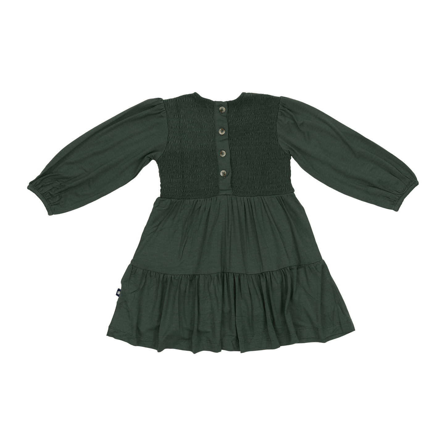 Long Sleeve Smocked Dress in Saddle Pine